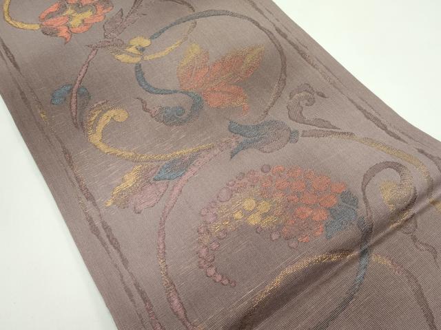 平和屋着物＊夏物 六通柄袋帯 葡萄蔦の葉文 金糸 正絹 逸品 CABG7421rv