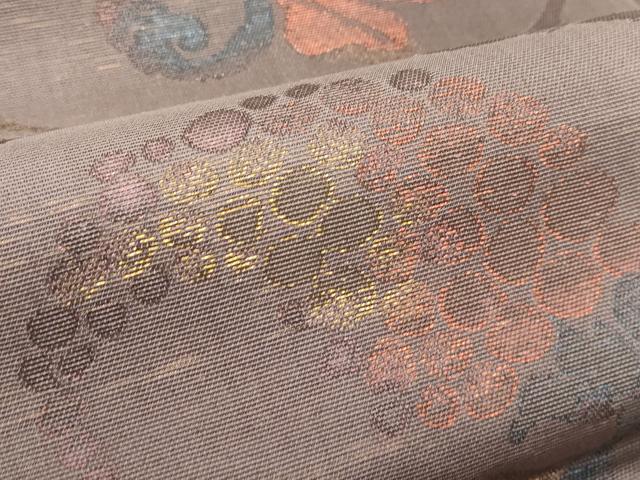 平和屋着物＊夏物 六通柄袋帯 葡萄蔦の葉文 金糸 正絹 逸品 CABG7421rv