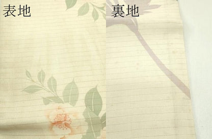 平和屋着物＊夏物 アンティーク 大正ロマン 両面 全通柄 京袋帯 駒刺繍 牡丹 菊 正絹 逸品 CABG7424rv