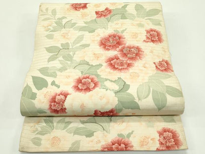 平和屋着物＊夏物 アンティーク 大正ロマン 両面 全通柄 京袋帯 駒刺繍 牡丹 菊 正絹 逸品 CABG7424rv