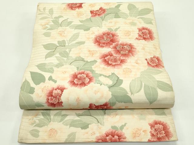 平和屋着物＊夏物 アンティーク 大正ロマン 両面 全通柄 京袋帯 駒刺繍 牡丹 菊 正絹 逸品 CABG7424rv