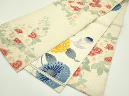 平和屋着物＊夏物 アンティーク 大正ロマン 両面 全通柄 京袋帯 駒刺繍 牡丹 菊 正絹 逸品 CABG7424rv