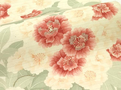 平和屋着物＊夏物 アンティーク 大正ロマン 両面 全通柄 京袋帯 駒刺繍 牡丹 菊 正絹 逸品 CABG7424rv
