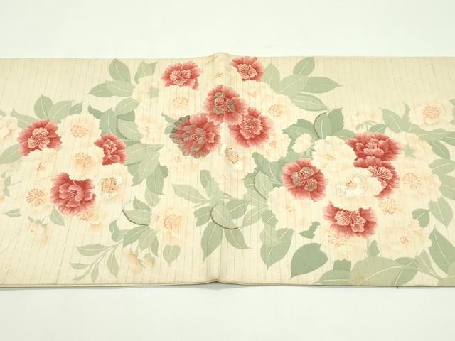 平和屋着物＊夏物 アンティーク 大正ロマン 両面 全通柄 京袋帯 駒刺繍 牡丹 菊 正絹 逸品 CABG7424rv