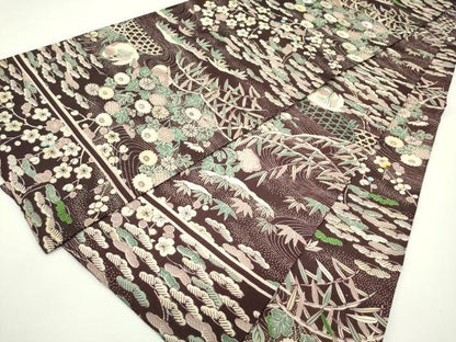 平和屋着物＊夏物　丸帯　引き抜き帯　刺繍　松竹梅鴛鴦花文　正絹　逸品　CABG7425rv