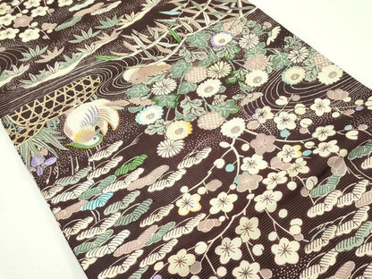 平和屋着物＊夏物　丸帯　引き抜き帯　刺繍　松竹梅鴛鴦花文　正絹　逸品　CABG7425rv