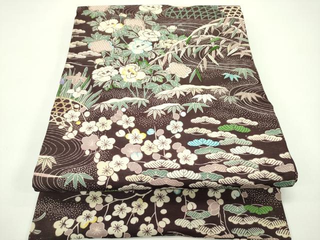 平和屋着物＊夏物　丸帯　引き抜き帯　刺繍　松竹梅鴛鴦花文　正絹　逸品　CABG7425rv