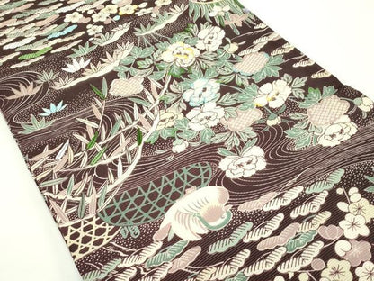 平和屋着物＊夏物　丸帯　引き抜き帯　刺繍　松竹梅鴛鴦花文　正絹　逸品　CABG7425rv