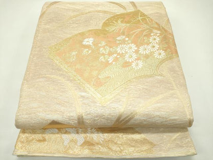 平和屋着物＊夏物 六通柄袋帯 絵本に菊 金銀糸 正絹 逸品 CABG7431rv