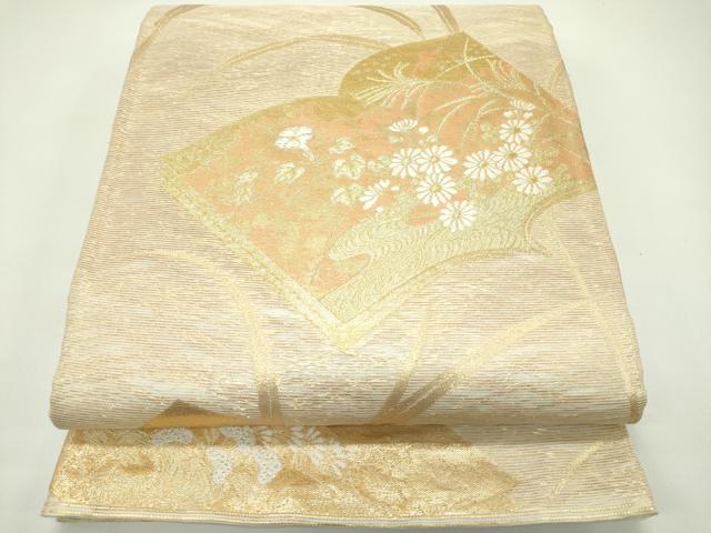 平和屋着物＊夏物 六通柄袋帯 絵本に菊 金銀糸 正絹 逸品 CABG7431rv