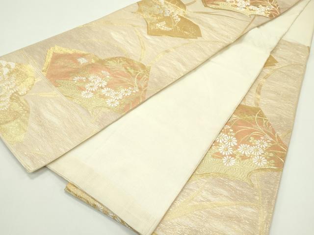 平和屋着物＊夏物 六通柄袋帯 絵本に菊 金銀糸 正絹 逸品 CABG7431rv