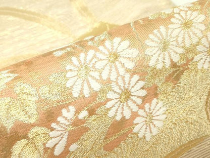 平和屋着物＊夏物 六通柄袋帯 絵本に菊 金銀糸 正絹 逸品 CABG7431rv