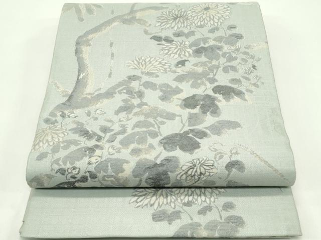 平和屋着物▽西陣　岡文織物謹製　太鼓柄袋帯　スリーシーズン　春夏秋　草花文　正絹　逸品　CABG7432rv