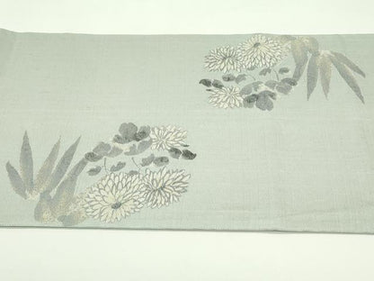 平和屋着物▽西陣　岡文織物謹製　太鼓柄袋帯　スリーシーズン　春夏秋　草花文　正絹　逸品　CABG7432rv