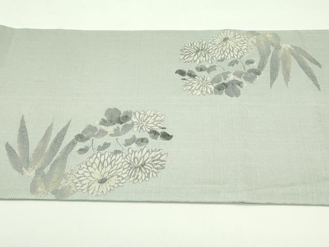 平和屋着物▽西陣　岡文織物謹製　太鼓柄袋帯　スリーシーズン　春夏秋　草花文　正絹　逸品　CABG7432rv