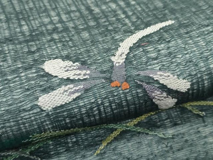 平和屋着物＊夏物 太鼓柄袋帯 すくい織 トンボ 露芝文 銀糸 正絹 逸品 CABG7433rv