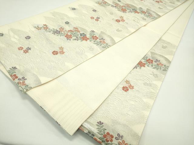 平和屋着物＊夏物 六通柄袋帯 地紙秋草文 銀糸 正絹 逸品 CABG7434rv