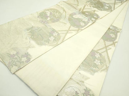 平和屋着物＊夏物 六通柄袋帯 秋草丸文 金糸 正絹 逸品 CABG7435rv