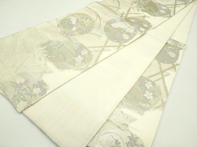 平和屋着物＊夏物 六通柄袋帯 秋草丸文 金糸 正絹 逸品 CABG7435rv