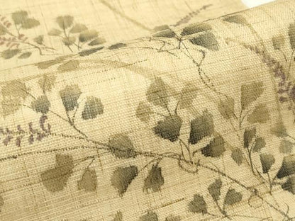 平和屋着物＊夏物　九寸名古屋帯　手描き　萩　麻　逸品　CABG7439rv