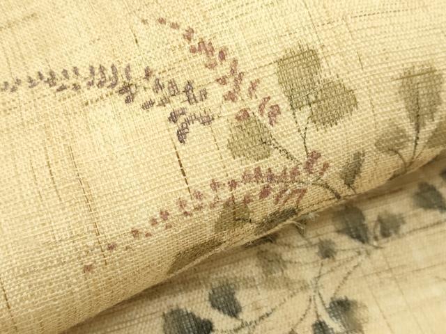 平和屋着物＊夏物　九寸名古屋帯　手描き　萩　麻　逸品　CABG7439rv