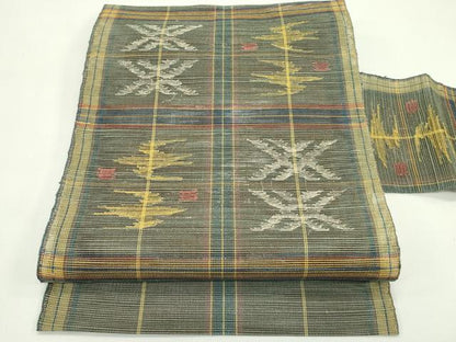平和屋着物＊夏物　1854年創業　帯屋捨松　八寸名古屋帯　絣文様　正絹　逸品　未使用　CABG7443rv