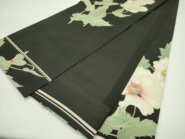 平和屋着物＊夏物　絽塩瀬　太鼓柄　京袋帯　牡丹　黒地　金彩　正絹　逸品　CABG7449rv