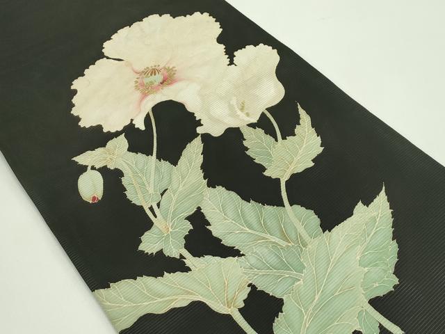 平和屋着物＊夏物　絽塩瀬　太鼓柄　京袋帯　牡丹　黒地　金彩　正絹　逸品　CABG7449rv