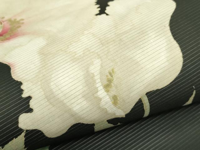 平和屋着物＊夏物　絽塩瀬　太鼓柄　京袋帯　牡丹　黒地　金彩　正絹　逸品　CABG7449rv