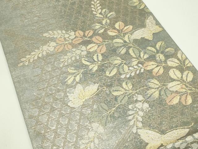 平和屋着物＊夏物 西陣 六通柄袋帯 舞蝶萩文 金銀糸 正絹 逸品 未使用 CABG7450rv