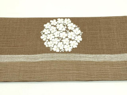 平和屋着物＊夏物　九寸名古屋帯　総刺繍　花丸文　銀糸　正絹　逸品　未使用　CABG7452rv