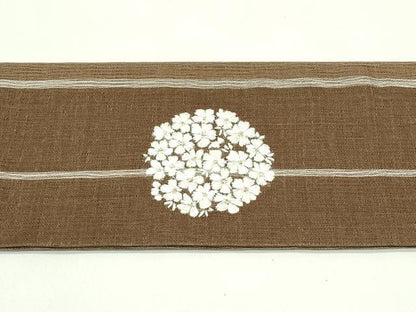 平和屋着物＊夏物　九寸名古屋帯　総刺繍　花丸文　銀糸　正絹　逸品　未使用　CABG7452rv