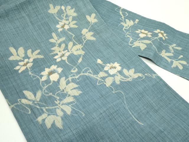平和屋着物＊夏物　九寸名古屋帯　草花文　麻　逸品　CABG7454rv