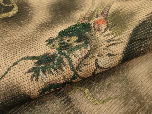 平和屋着物＊夏物　アンティーク　大正ロマン　九寸名古屋帯　手描き　龍　金銀糸　正絹　逸品　CABG7455rv