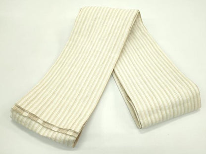 平和屋着物＊夏物　両面　半幅帯　格子柄　間道　麻　逸品　CABG7456rv