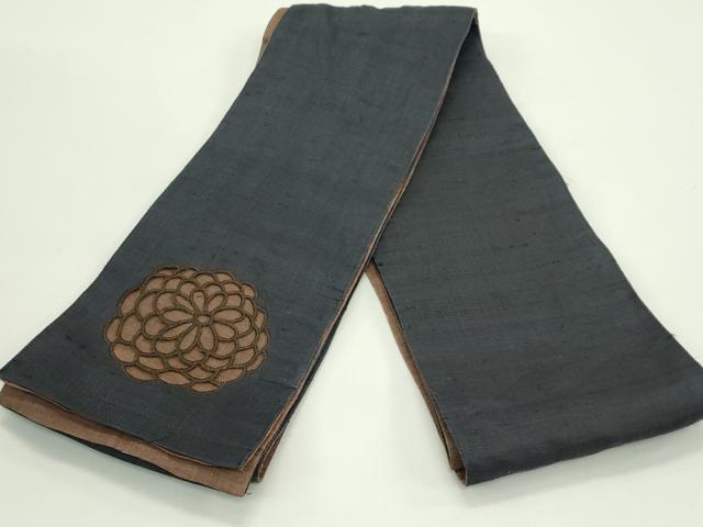 平和屋着物＊夏物　撫松庵　半幅帯　刺繍　菊　麻　逸品　CABG7457rv