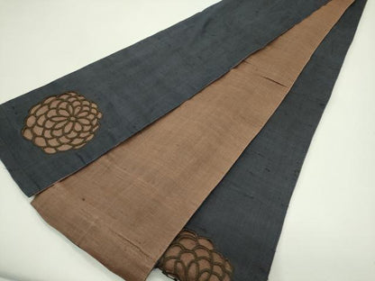平和屋着物＊夏物　撫松庵　半幅帯　刺繍　菊　麻　逸品　CABG7457rv
