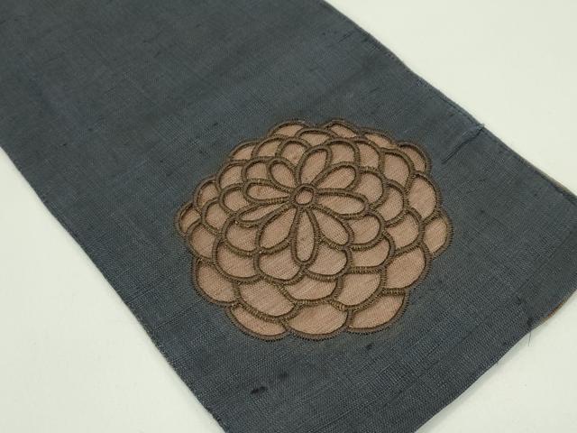 平和屋着物＊夏物　撫松庵　半幅帯　刺繍　菊　麻　逸品　CABG7457rv