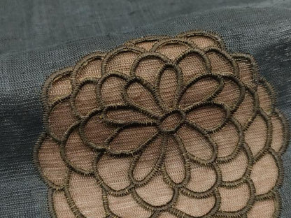平和屋着物＊夏物　撫松庵　半幅帯　刺繍　菊　麻　逸品　CABG7457rv