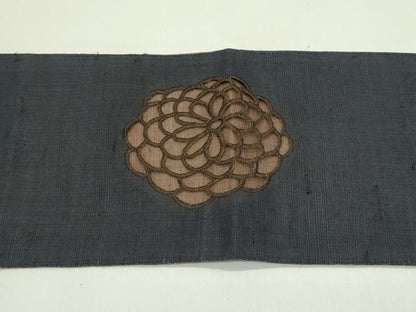 平和屋着物＊夏物　撫松庵　半幅帯　刺繍　菊　麻　逸品　CABG7457rv