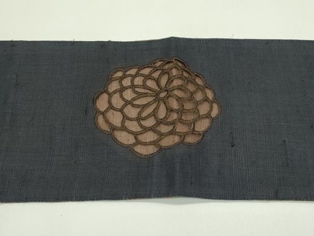 平和屋着物＊夏物　撫松庵　半幅帯　刺繍　菊　麻　逸品　CABG7457rv