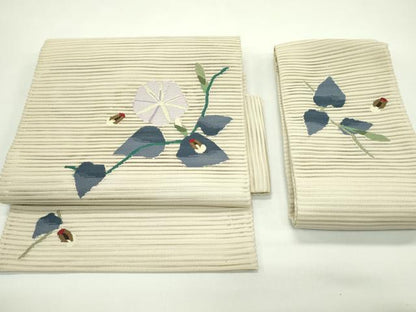平和屋着物＊夏物　つけ帯　絽綴れ　朝顔　蛍　金糸　正絹　逸品　CABG7459rv