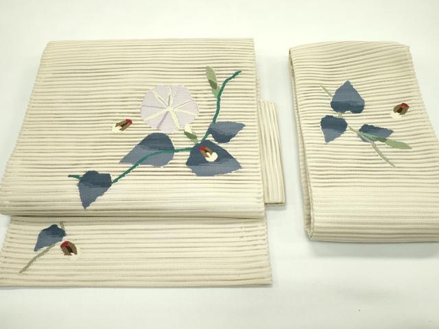 平和屋着物＊夏物　つけ帯　絽綴れ　朝顔　蛍　金糸　正絹　逸品　CABG7459rv