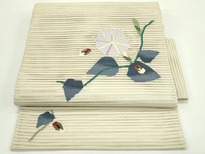 平和屋着物＊夏物　つけ帯　絽綴れ　朝顔　蛍　金糸　正絹　逸品　CABG7459rv
