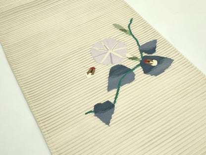 平和屋着物＊夏物　つけ帯　絽綴れ　朝顔　蛍　金糸　正絹　逸品　CABG7459rv