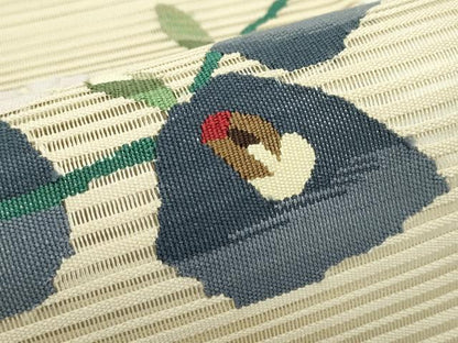 平和屋着物＊夏物　つけ帯　絽綴れ　朝顔　蛍　金糸　正絹　逸品　CABG7459rv