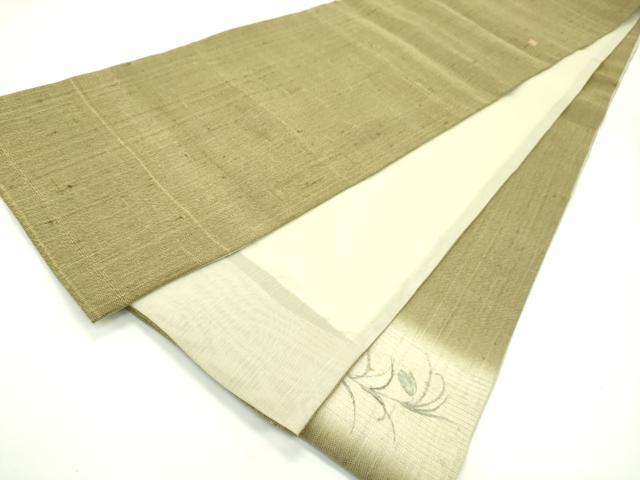 平和屋着物＊夏物 太鼓柄袋帯 作家物 手描き 紬地 草花文 正絹 逸品 CABG7474rv