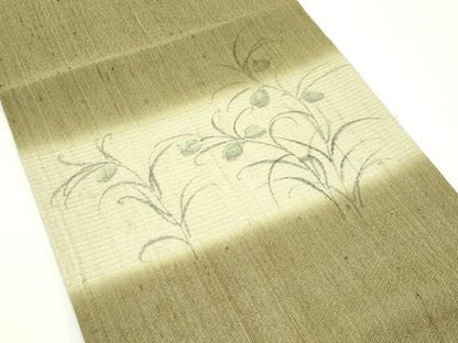 平和屋着物＊夏物 太鼓柄袋帯 作家物 手描き 紬地 草花文 正絹 逸品 CABG7474rv