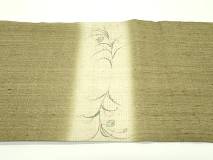 平和屋着物＊夏物 太鼓柄袋帯 作家物 手描き 紬地 草花文 正絹 逸品 CABG7474rv