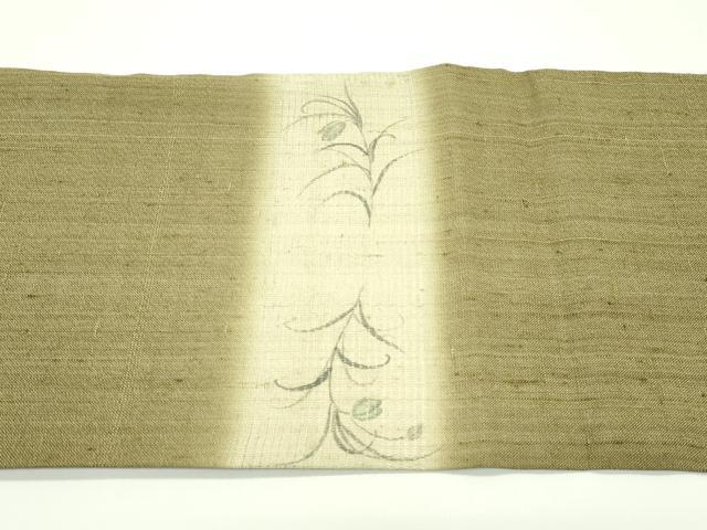 平和屋着物＊夏物 太鼓柄袋帯 作家物 手描き 紬地 草花文 正絹 逸品 CABG7474rv